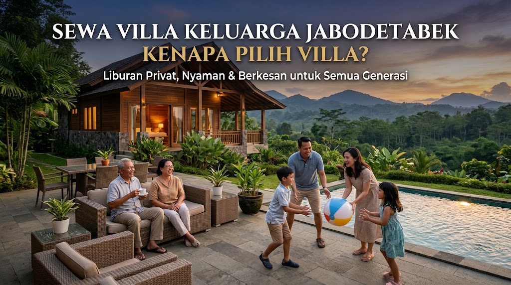 Keluarga besar berkumpul di villa dengan kolam renang pribadi di Jabodetabek